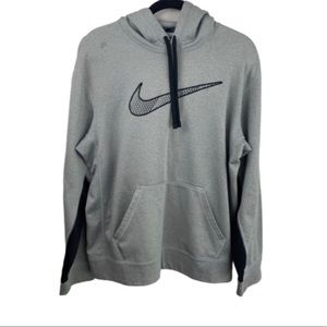 Mens Nike Thermafit logo grey drawstring hoodie